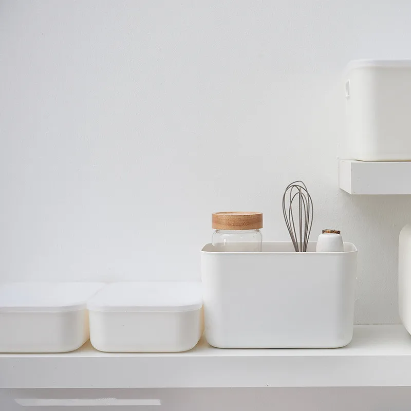 

Korea Japan Flavor Style Household Organizer Boxes Plastic Storage Bin for Home, White, customized