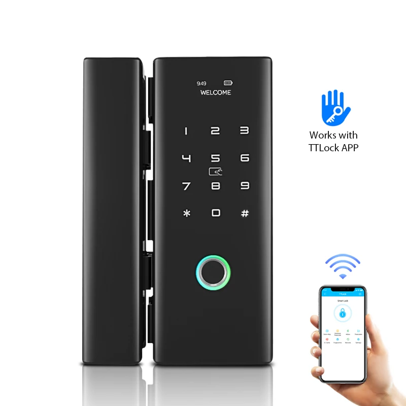 

Tediton Biometric Fingerprint Electronic Digital Smart Glass Door Lock with TTlock APP