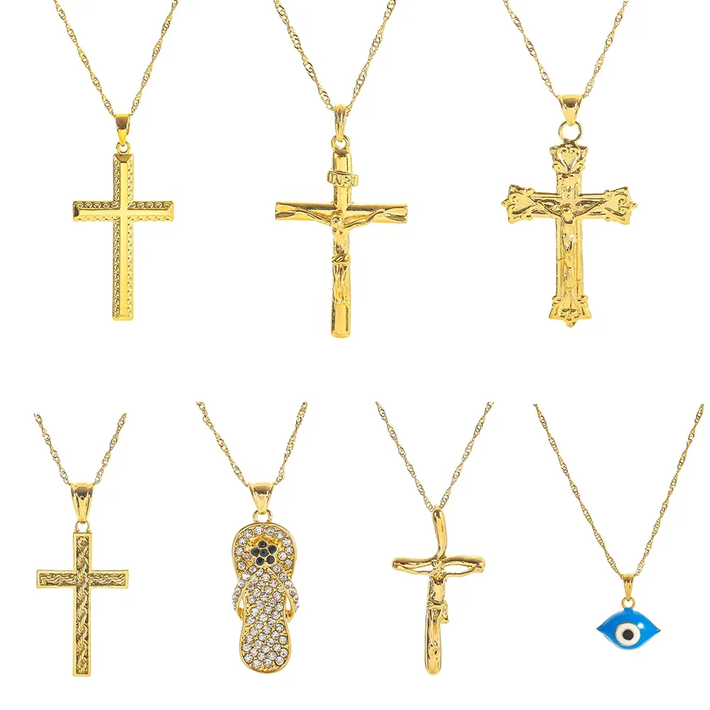 

Fashion Cross Pendant Copper jewelry religious jewelry Jesus cross pendant 18k gold plated dainty Jewelry necklace