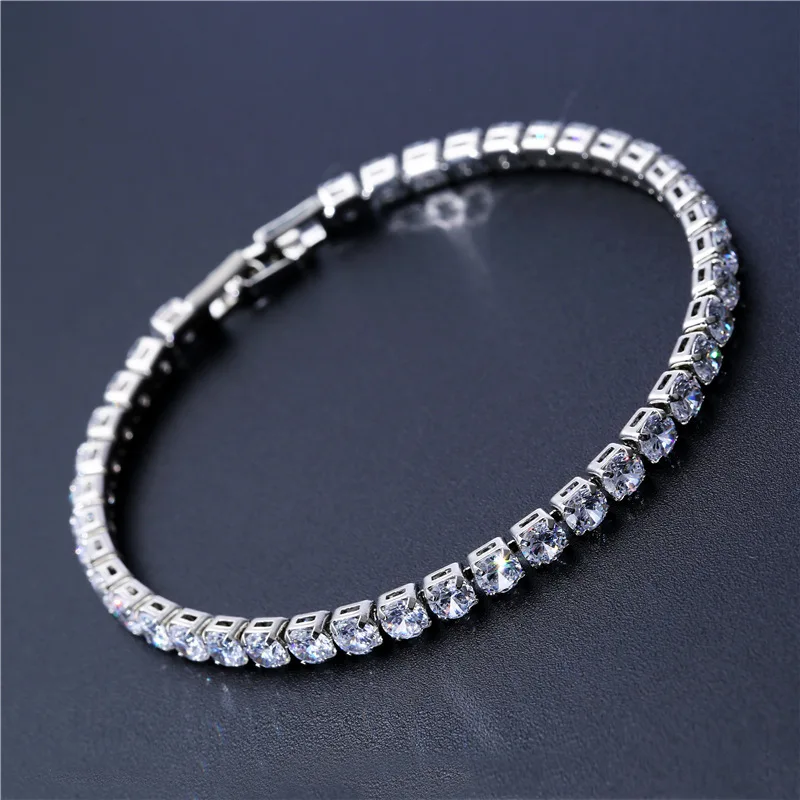 

Luxury 4mm Cubic Zirconia Tennis Bracelets Iced Out Chain Crystal Wedding Bracelet For Women Men Gold Silver Color Bracelet, Picture shows