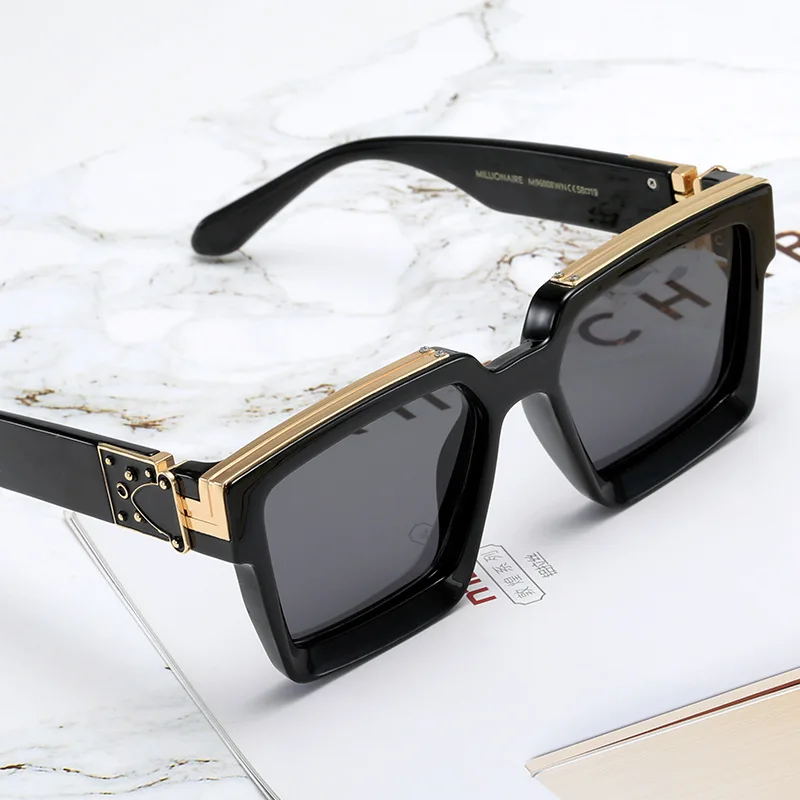 

New European and American boxy sunglasses for ladies millionaire fashion street shot punk sunglasses for men