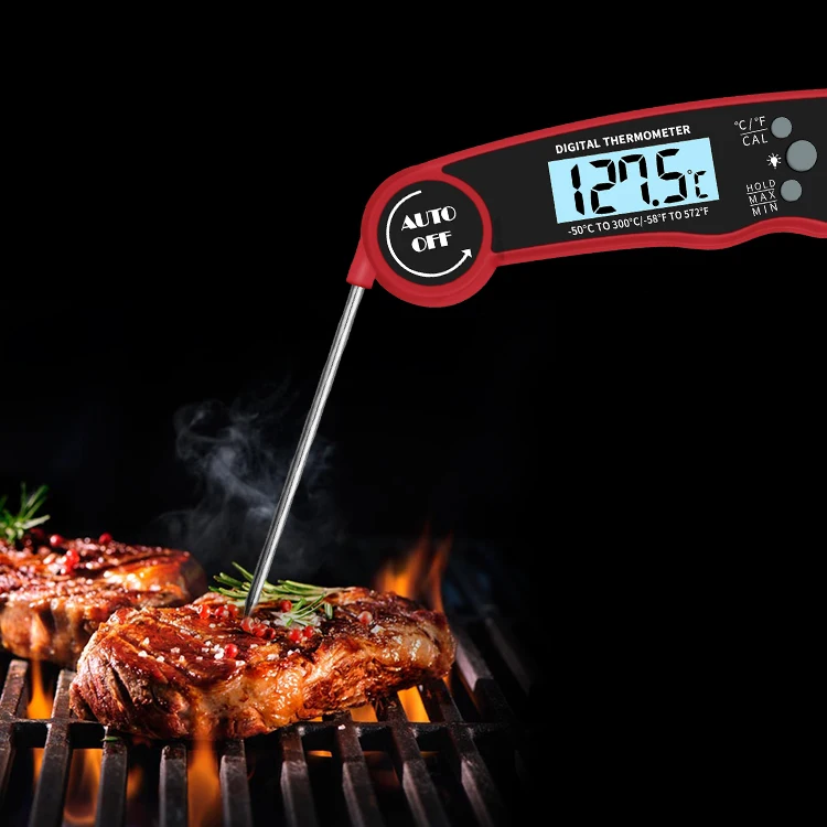 

Waterproof Digital Instant Read Meat Thermometer Kitchen or BBQ thermometer, Red;black