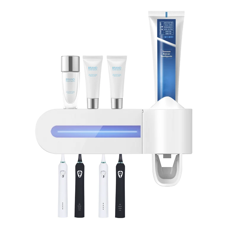 

New product ideas 2021 Disinfection and sterilization UV electric Automatic toothpaste dispenser and toothbrush holder, Pink,white