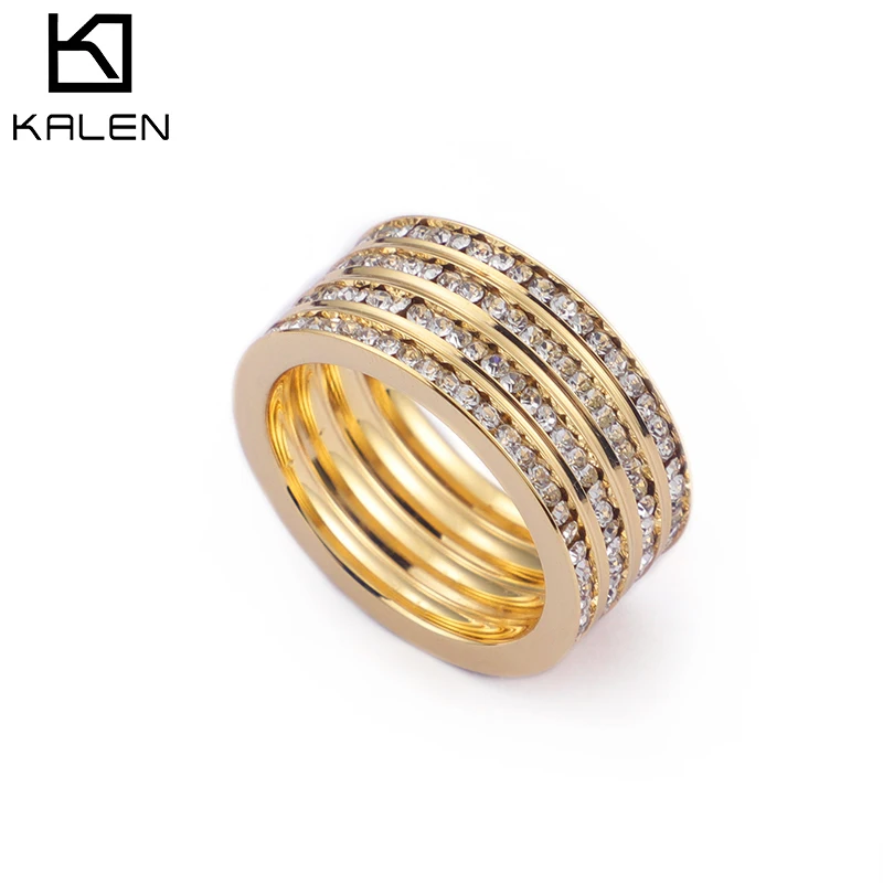 

Custom Ring Jewelry Zircon Inlaid Multi-layer Women Fashion Party Ring, Gold