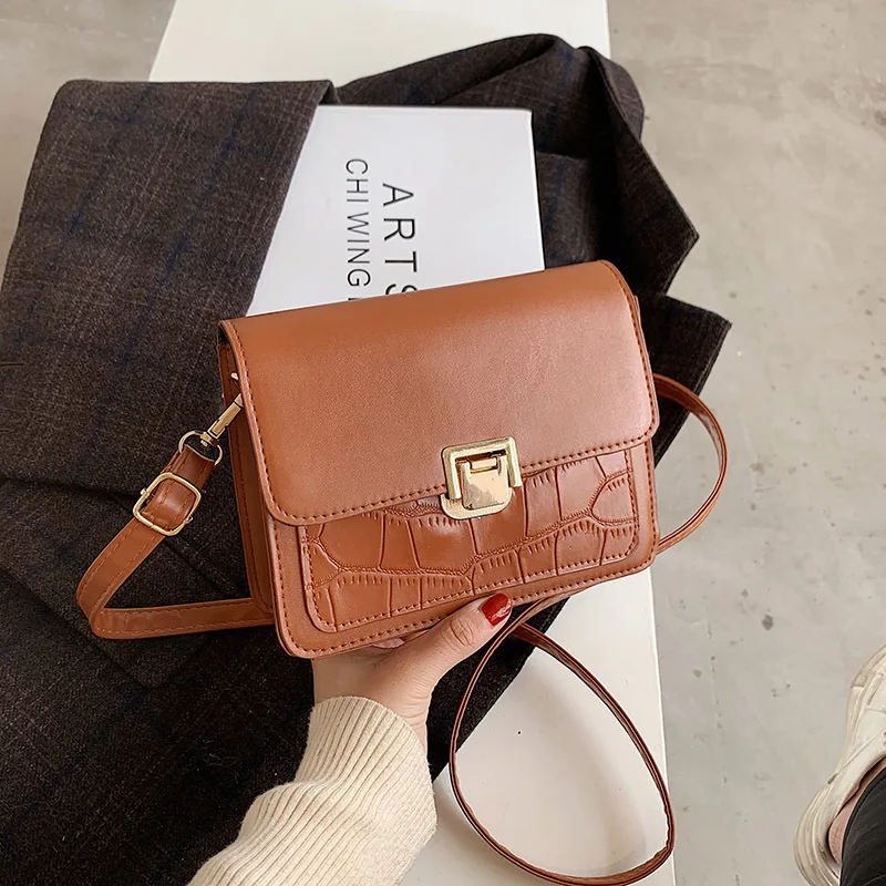 

Classic Bean curd crossbody women bags pu leather flap shoulder purse fashion sling bags for lady 2021