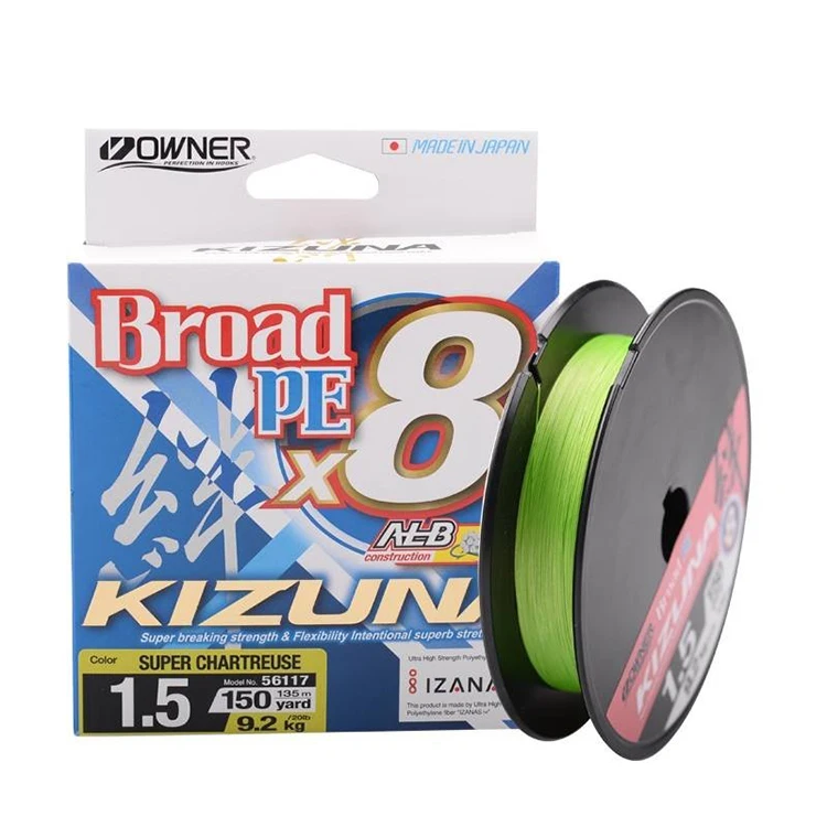 

OWNER KIZUNA 300M Super Strong Durable Braided Wire Fishing PE fishing thread line 8X, Multicolor/dark green