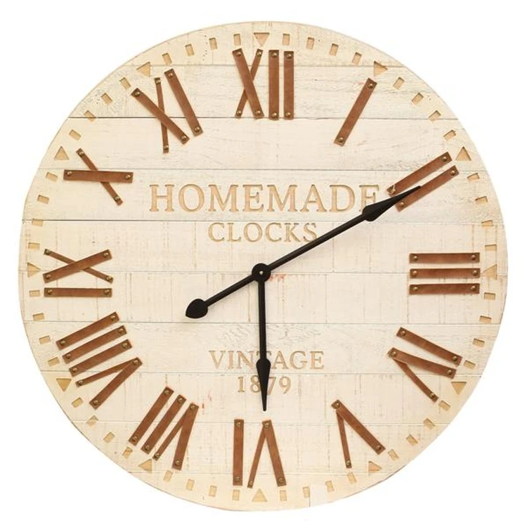 

Nordic Design clocks roman numbers Large Pine Wood Wooden Color Decor Wall Clock