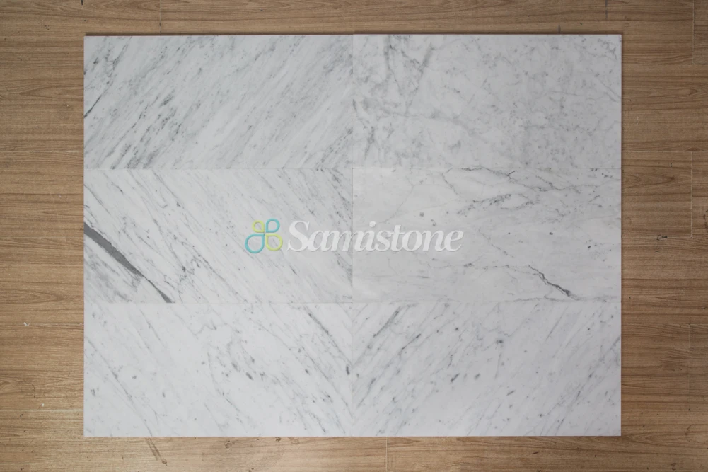 Samistone Polished 12x24" Carrara White Natural Marble Stone Tiles for Floor