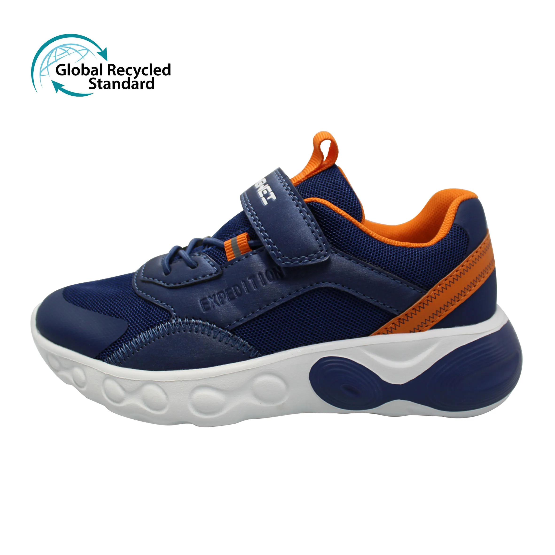 

Wholesale Hot Selling Classic Comfortable School kids pu shoes for Boys And Girls running Sneakers, White+black+blue