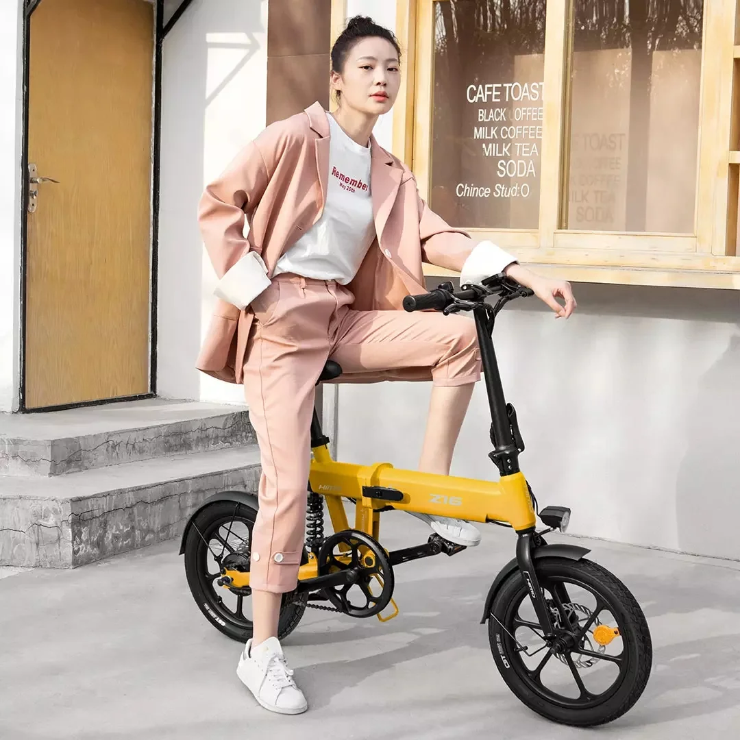

HIMO Z16 fold electric bicycle Urban lithium battery scooter 250w rear wheel drive motor Soft tail frame fold electric bicycle, Gray, yellow, white, blue