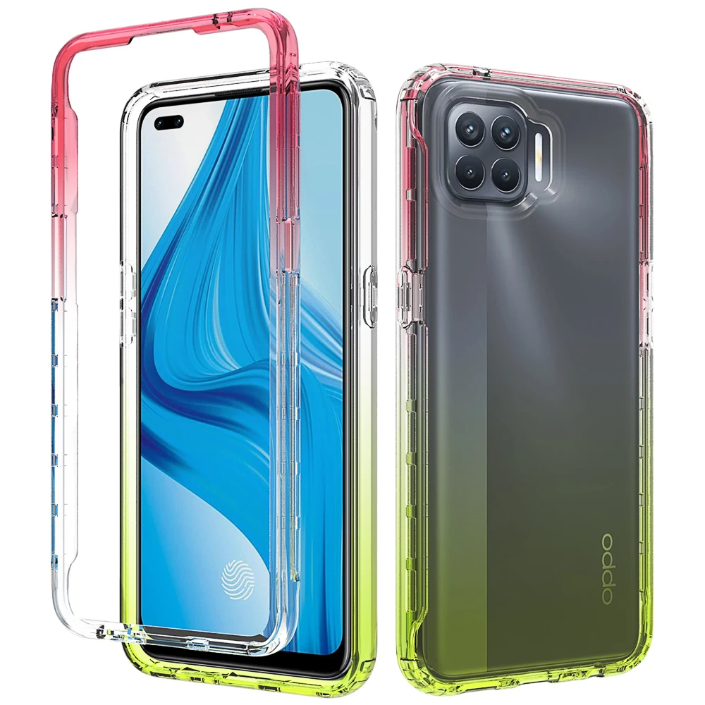 

For OPPO F17 Pro Double Color Gradient Shockproof Soft TPU Bumper Phone Case