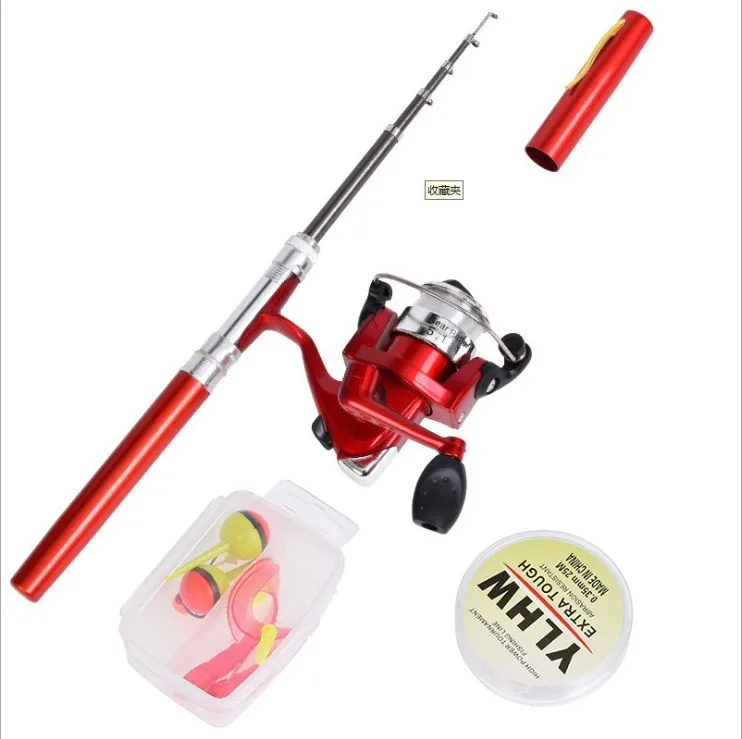 

Weihai factory wholesale pen type mini 1m ice set pocket raft pole portable pole fishing rod, Red, blue, gold, black, silver, purple