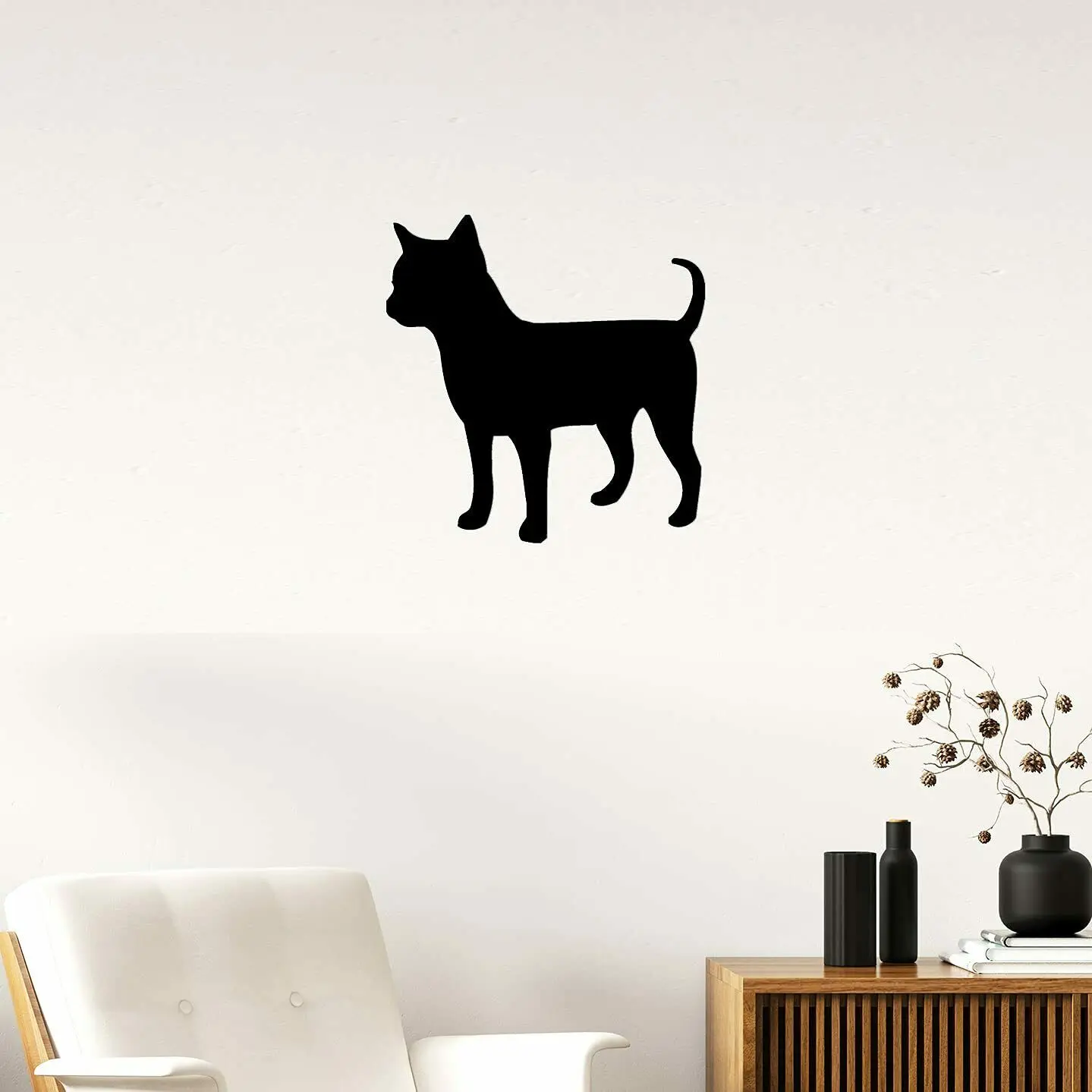 

Chihuahua Breed Dog Metal Wall Sign | Dog Silhouette Wall Decor | Indoor Decor TY2638, Black