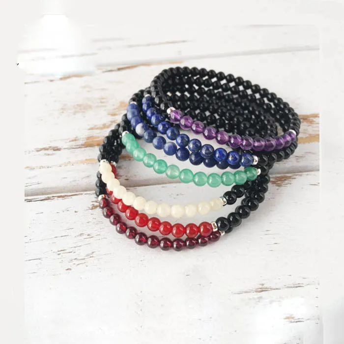 

BRP1585 4mm elastic spiritual natural gemstone stone beads bracelets