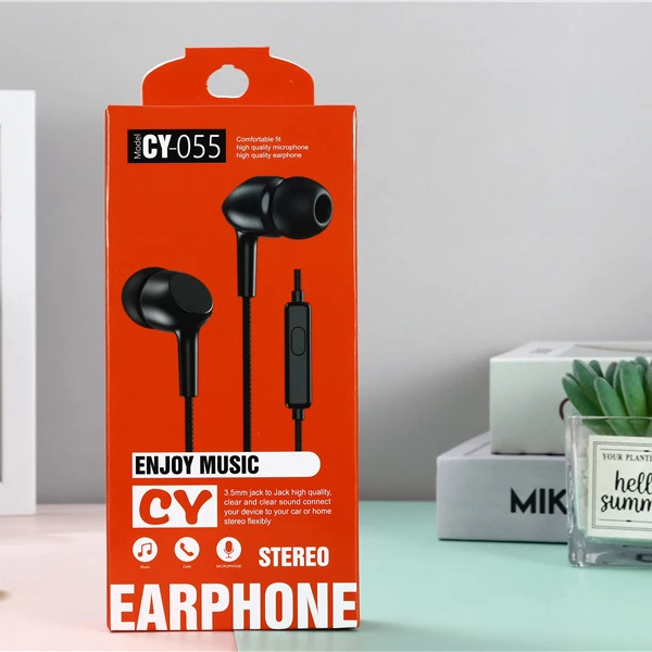 

High quality Wholesale price Clear Sound CY054 wired earphones Wired headphones In-Ear 3.5mm Stereo CY-054 headset with mic, White black blue red