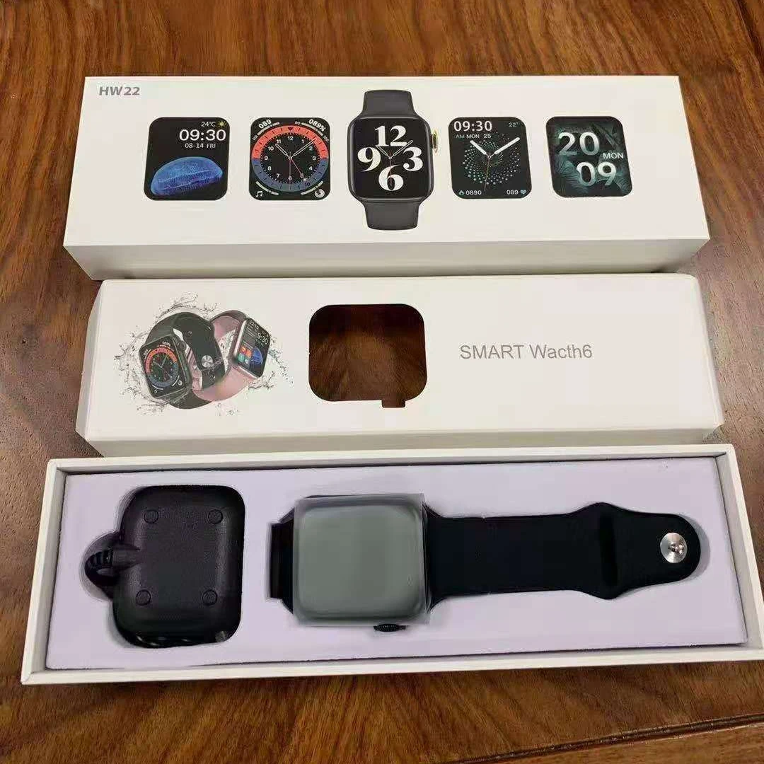

2020 series 6 Smart Watch HW22 44mm DIY watch wallpaper BT CALL RED BLUE Super long use time SMARTWATCH HW22 VS HW12