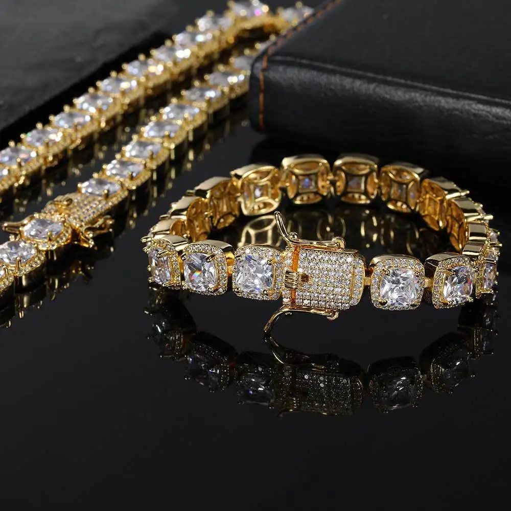 

2021 New 10Mm Baguette Chain Heavy Iced Out Cubic Zirconia Cuban Women Chain Hip Hop Fashion Jewelry For Men Women Gift