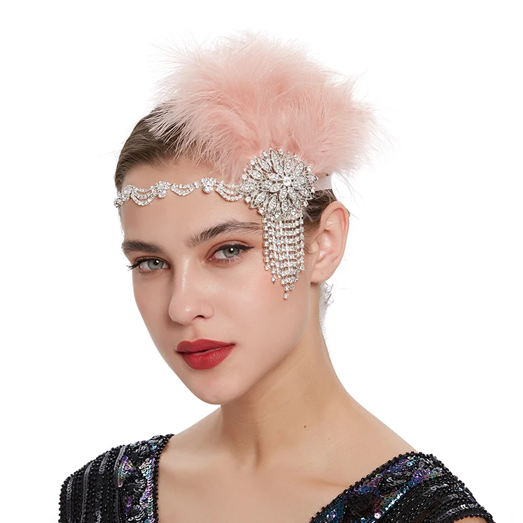 

Beautiful Regina Pearl Hairband Hair Accessories Fashion Retro Fascinators Theme Party Rhinestone Feather Headband