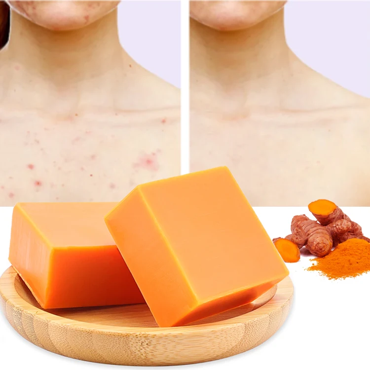 

Wholesale 100% natural organic beauty skin face whitening anti acne bath turmeric hand made soap vegan toilet tumeric soap