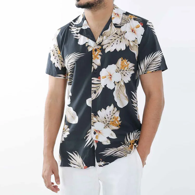 

Reduction Sale Casual Simple Short Sleeve Floral Print Shirts Men Beach Shirts, Printed