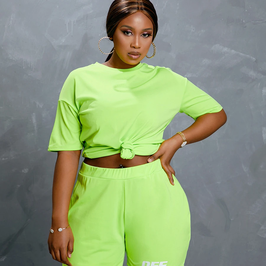 

5XL 2021 New Arrivals Summer Ladies Short Plus Size Women Wears Two Piece Short Set Clothing Shorts Set With Hollow Out