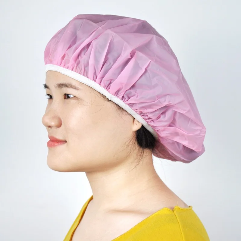 

In Stock Support Low Moq Multifunctional Pvc Oil Medical Waterproof Shower Cap For Beauty And Facial Mask, Pink or custom color