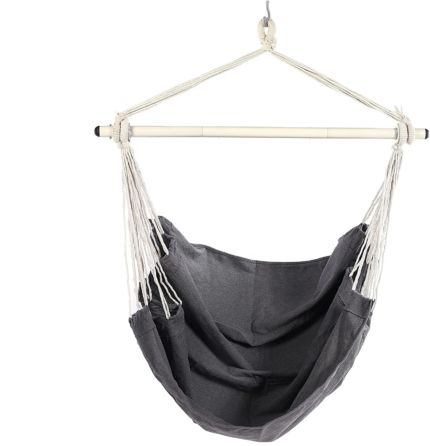 WOQI Hammock Chair Hanging Rope Swing Steel Spreader Bar with Anti-Slip Rings for Indoor Bedroom