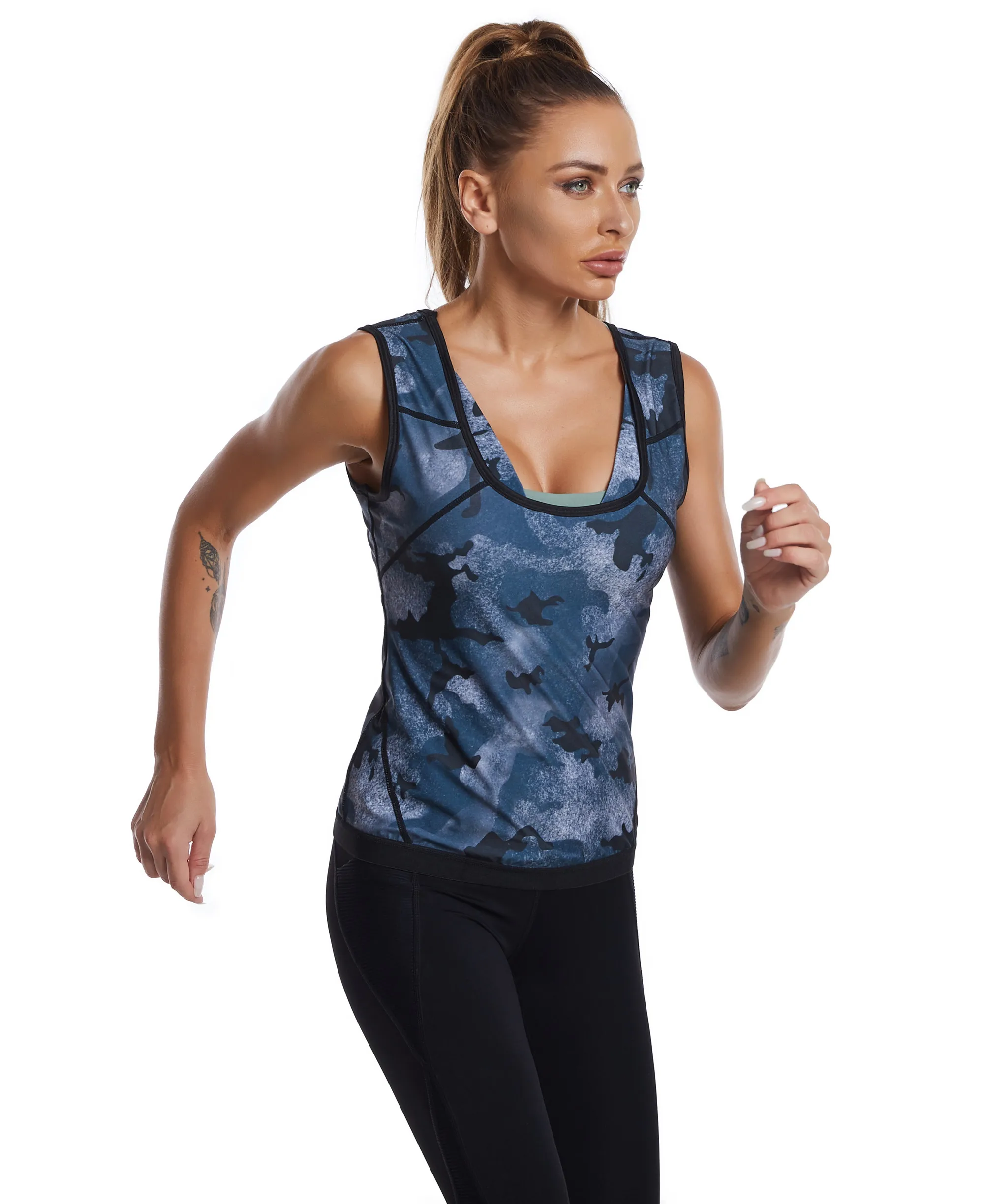 

Miket New Arrival Womens Camouflage Shirts Color Fitness Sportswear Gym Quick Dry Crop Top Fashion Workout Vest Yoga Tank Top