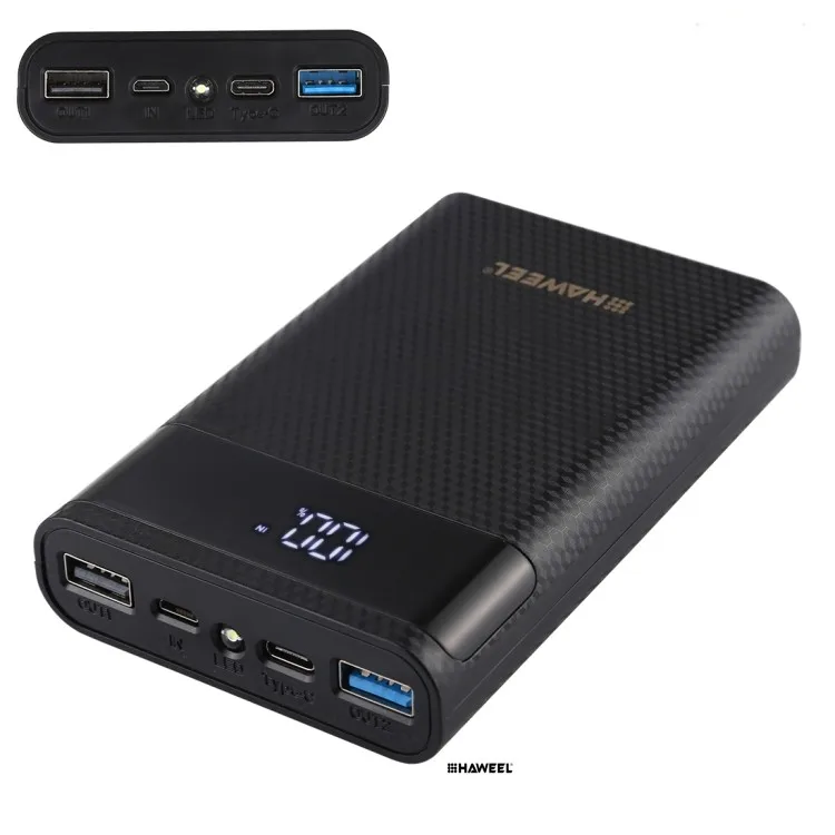 

New Stock HAWEEL 12000mAh Dual-way QC Charger Box Power Bank Shell Case Box with 2x USB Output Display