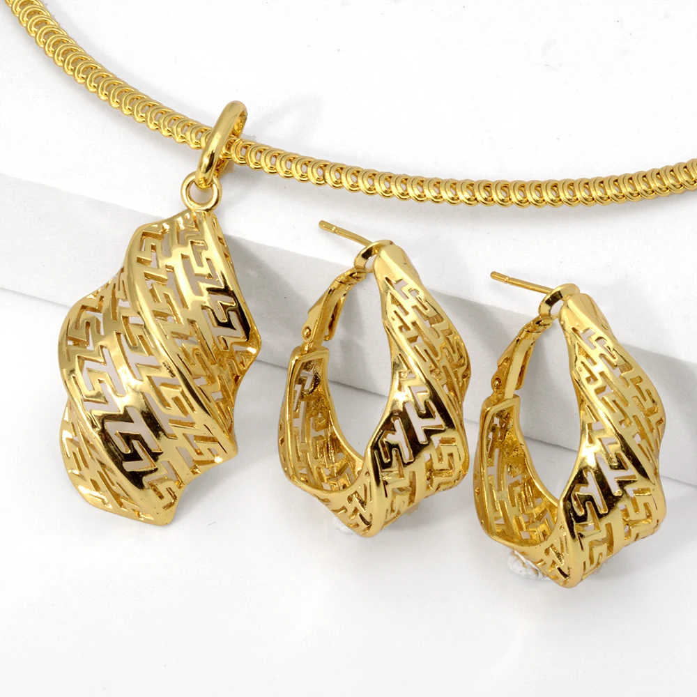 

Wholesale Custom jewelry sets 18k gold plated italian gold plated jewelry set