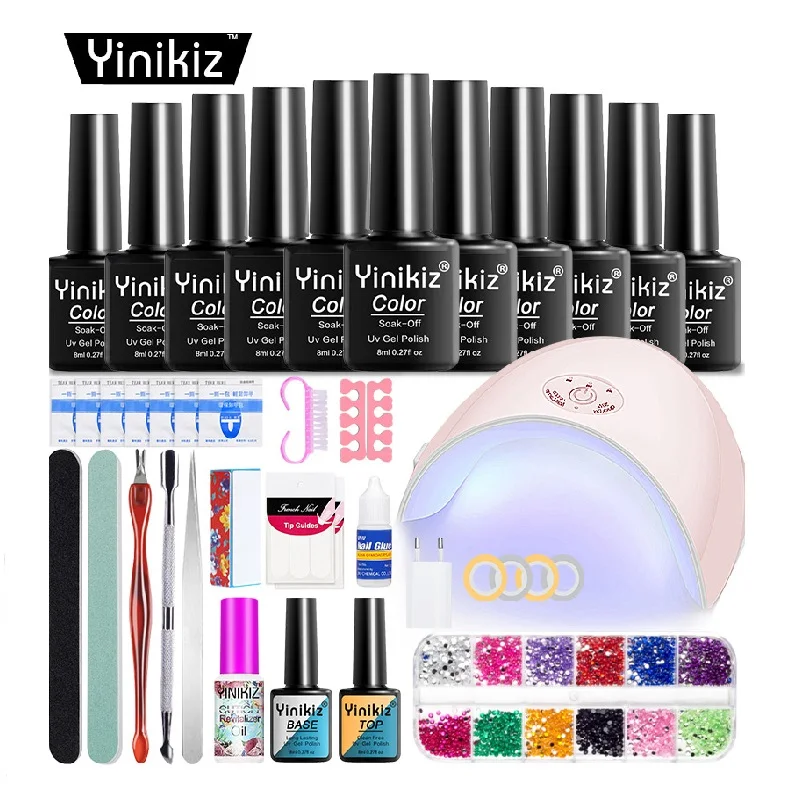 

Nail Gel Polish Manicures Set Nails Kit Semi-Permanent Soak Off Glitter Varnish Nail Art Tools 36W UV Lamp, Customised