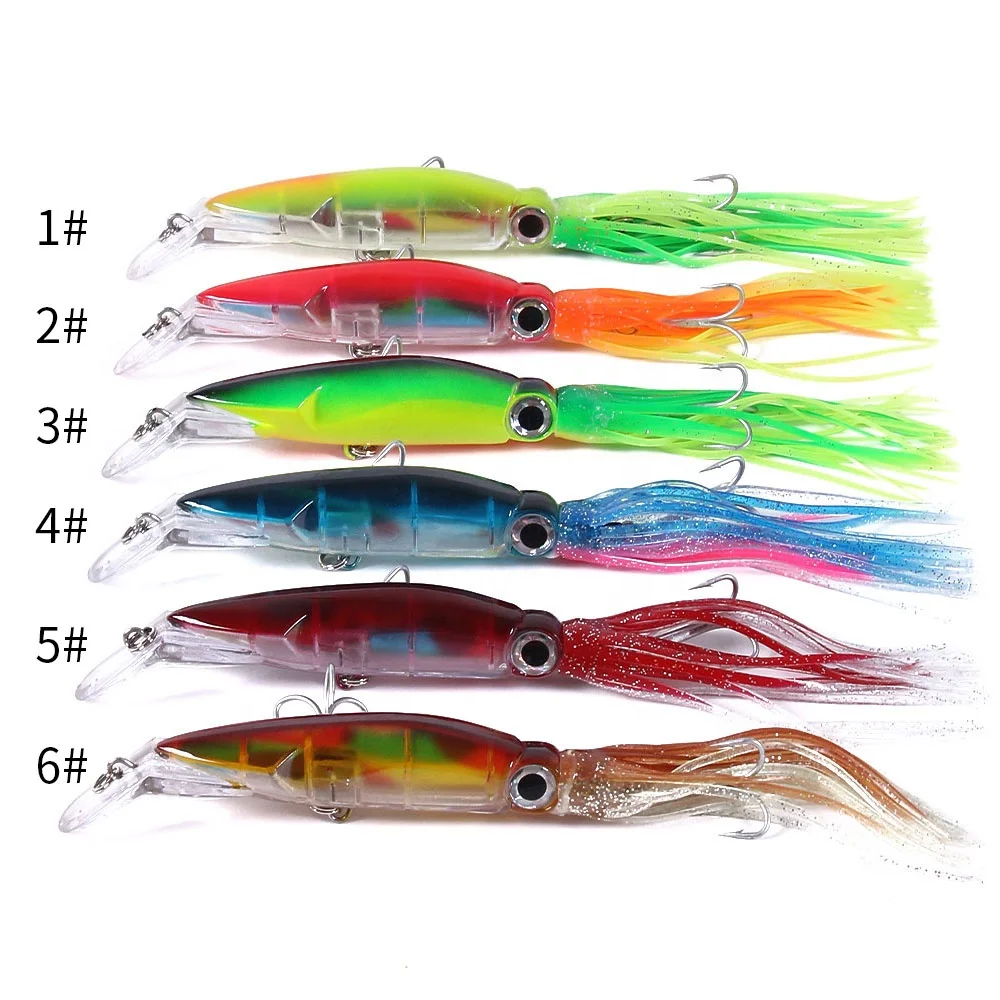 

TY1pcs Hard Fishing Lure Fish Bait 40g 6 Color Squid High Carbon Steel Hook Octopus Crank For Artificial Tuna Sea Allure Tool, 6 colors
