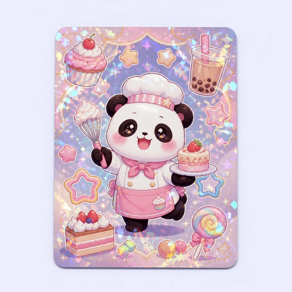 Kawaii Chibi Panda Pastry Chef Card