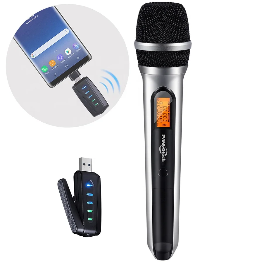 

Wireless Microphone, dual handheld mic with mini receiver for Karaoke