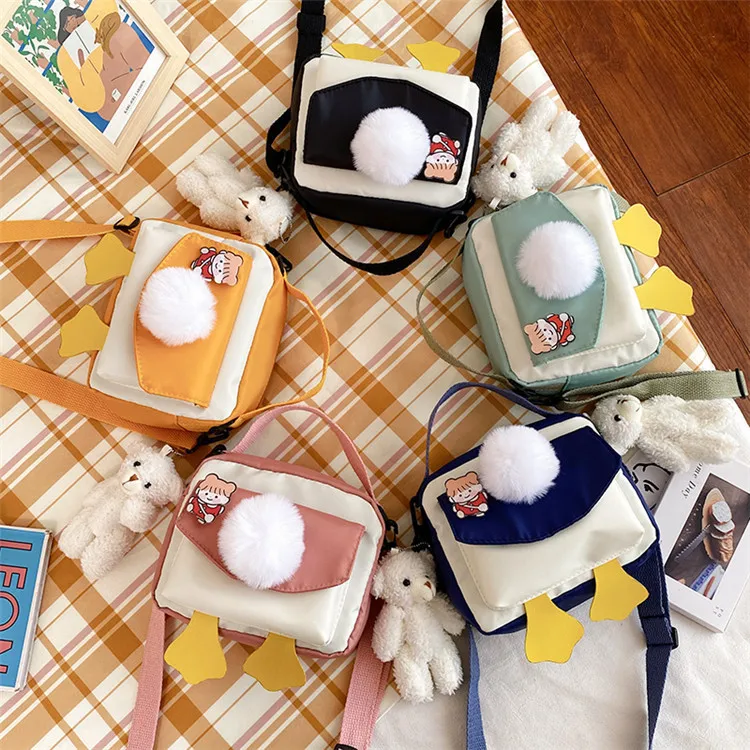 

Popular Shoulder Bag Canvas Messenger Cute Mini Bags For Girls With Bear