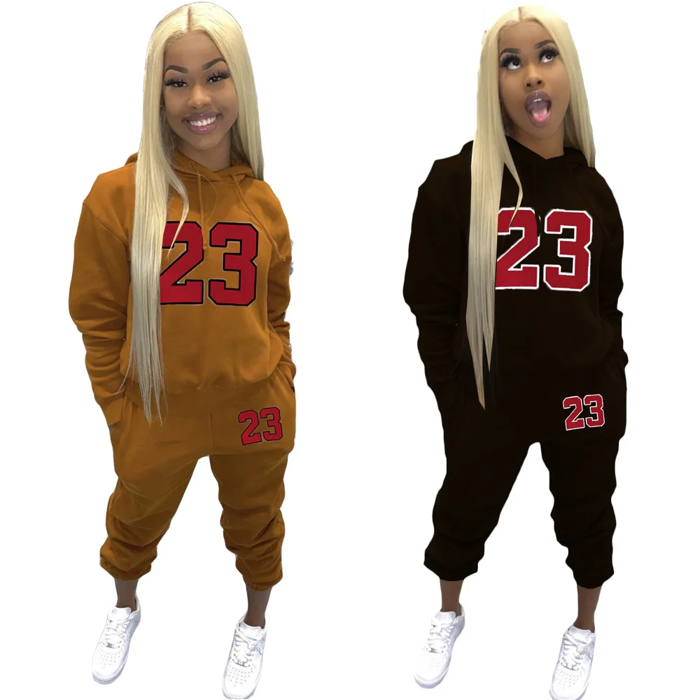 

2021 new arrivals fashion hoodie 2 piece stack pants sets jogging suits wholesale women sets two piece, As shown in figure