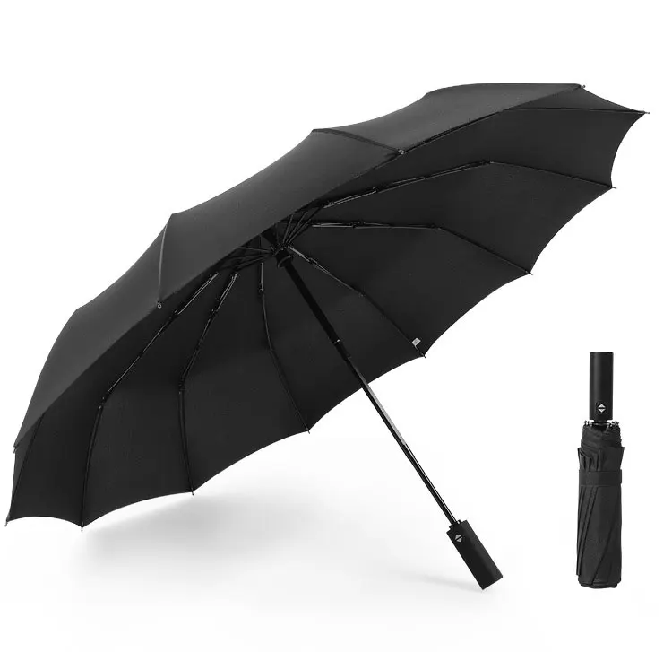 

Amazon hot sale Folding travel umbrella black pongee waterproof auto open and closed umbrella