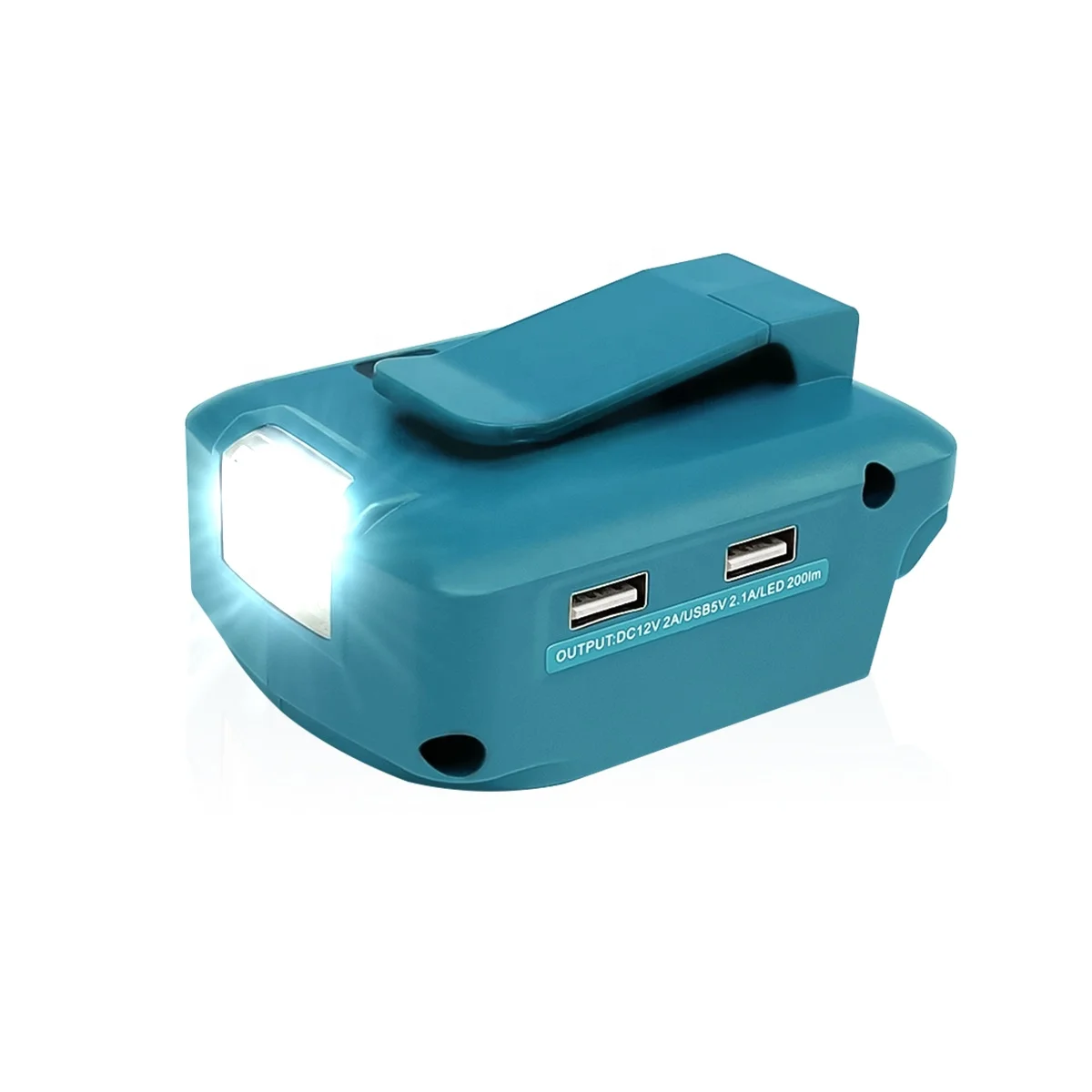 

14-18V Dual USB Ports Charger Power Source with 3-in-1 USB Cable LED Light for Bosch Battery ADP05 Makita Lithium ion Battery, Blue