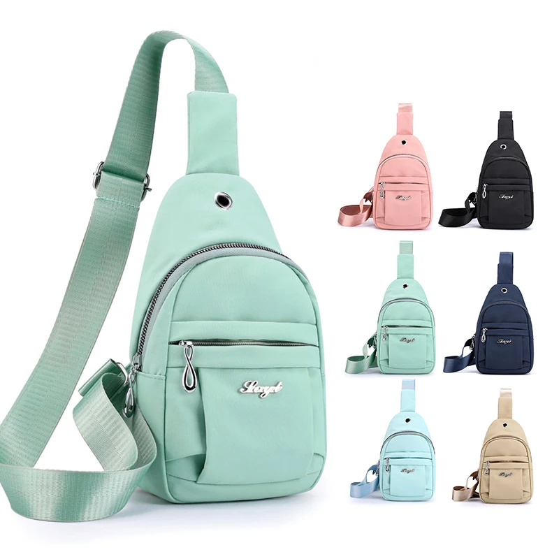 

2022 New Fashion Comfortable Women's Nylon Waterproof Shoulder Chest Bag Waist Bags With Headphone Jack