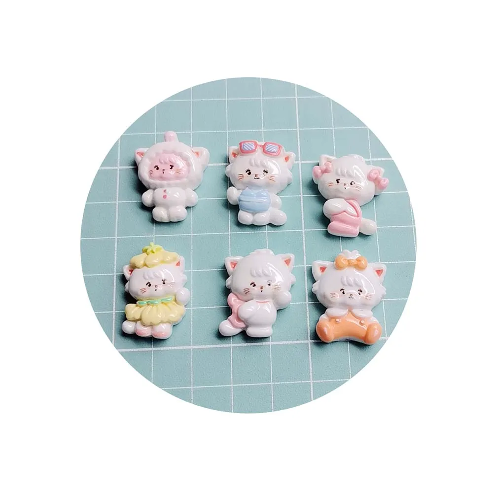 100pcs Kawaii Cartoon Animal Cat Resin Flatback Cabochon DIY Scrapbooking Crafts Making Headgear Accessories