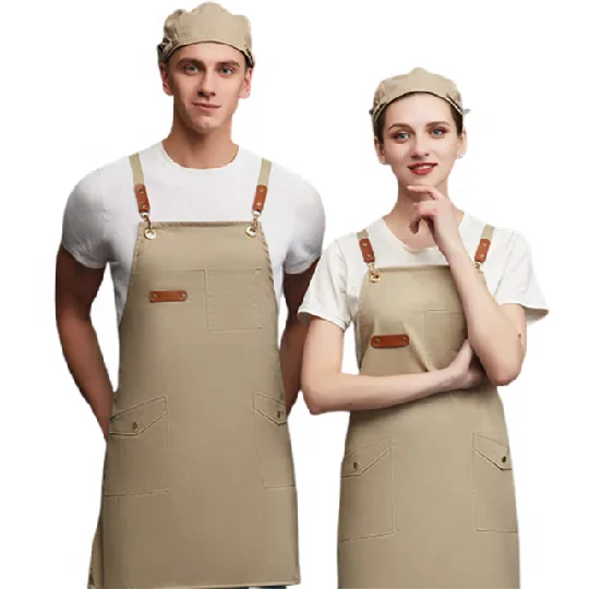 

SunYue Couple Baking Aprons Canvas Kitchen Apron Set Unisex Work Apron For Florist, Can be customized