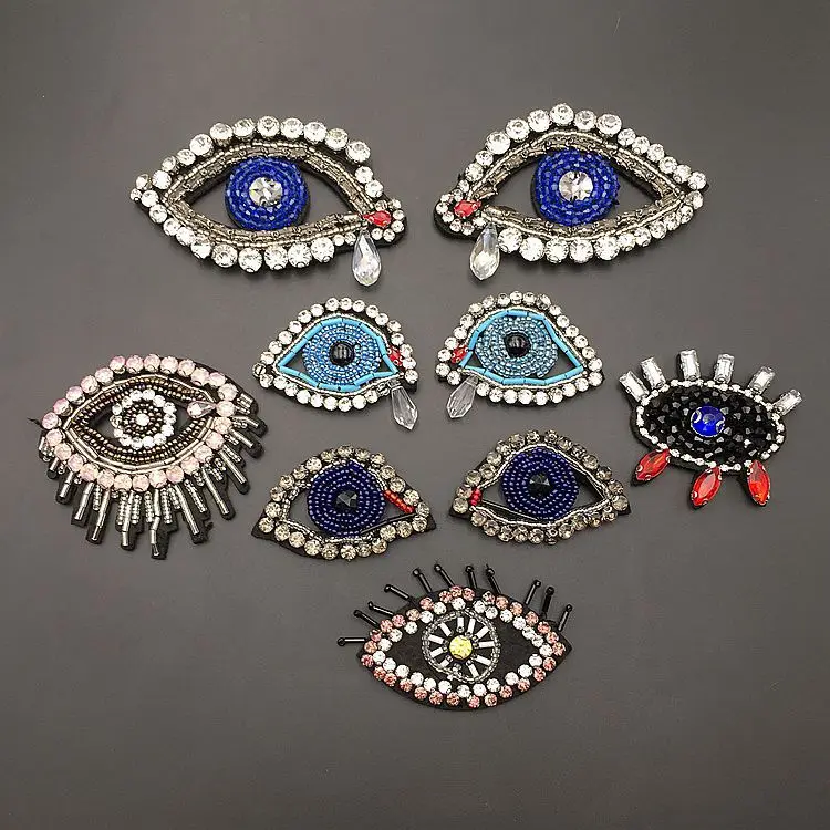 

Rhinestone Bead Eyes Sew on Applique Sew-on Patch Beaded Eye Patches for Jackets