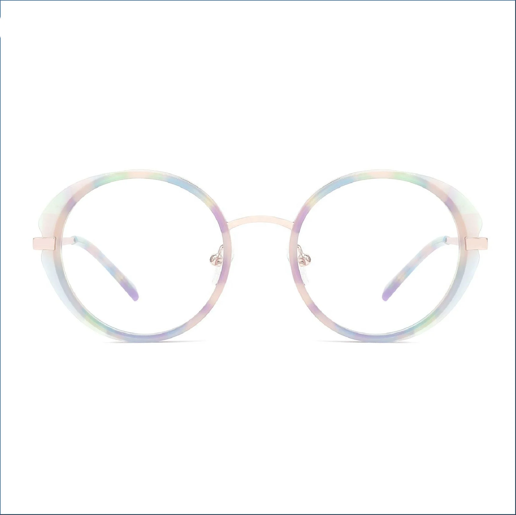 

Jiuling eyewear color frame nickel alloy legs plain spectacles round environmental protection glasses for unisex, Mix color or custom colors