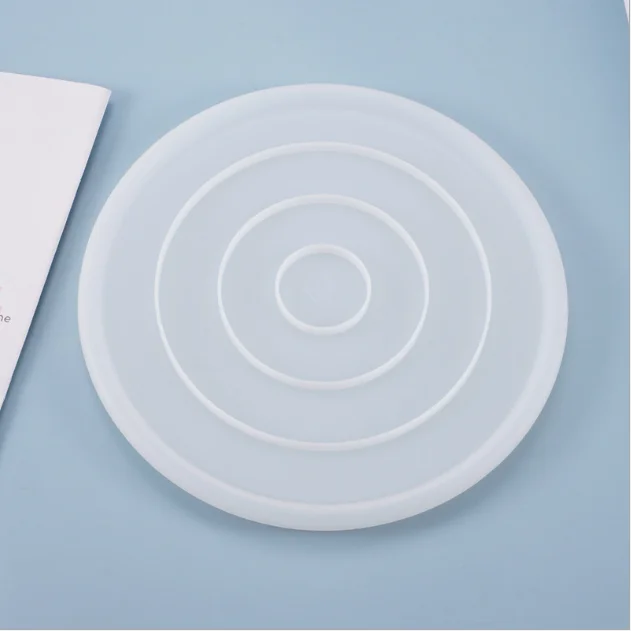 

DIY Epoxy Silicone Mold Mirror dish Coaster Big Tray Homemade Round Plate set Silicone Mold, White