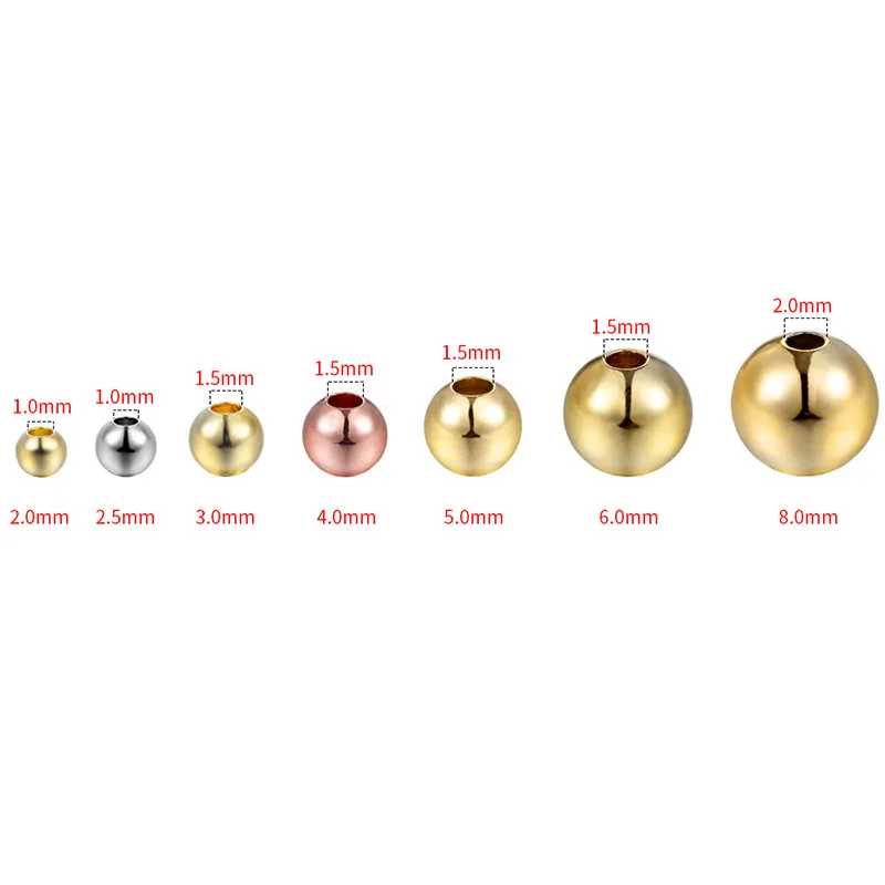 

100pcs/lot diy wholesale real gold plated round brass beads for jewelry in stock fast ship high quality beads for bracelet, Gold,silver,platinum,rose gold,gun metal