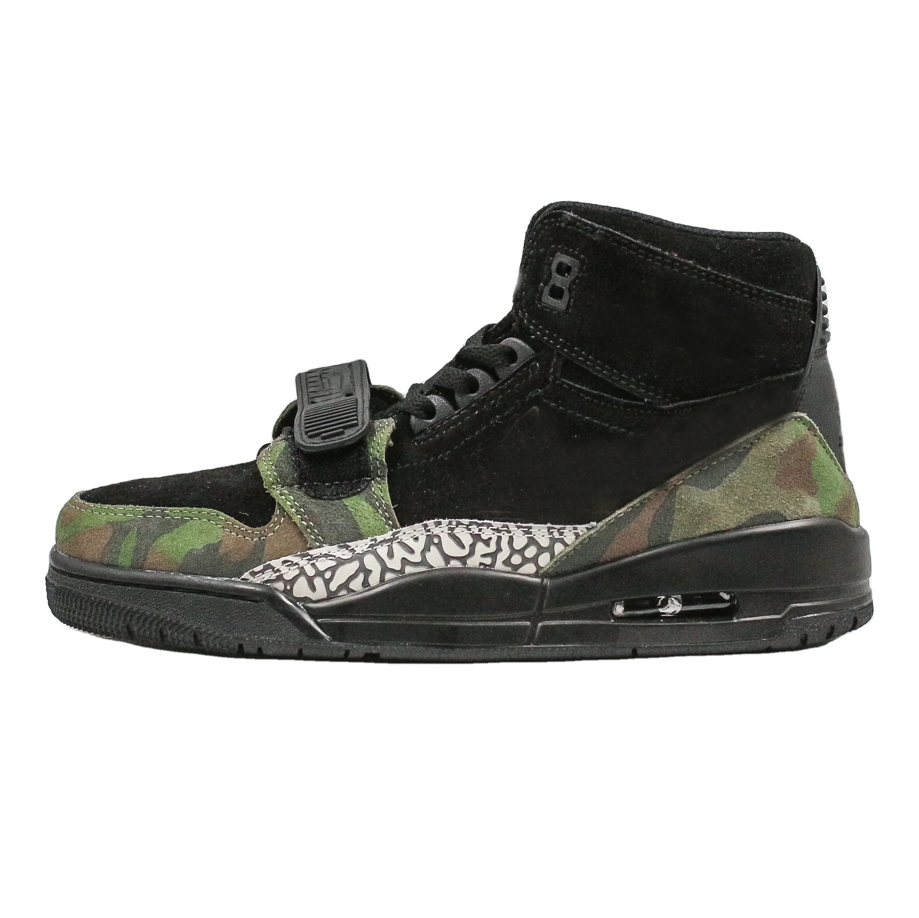 

Fashionable Retro air cushion cushioning high top men's and women's basketball shoes sports shoes, Black