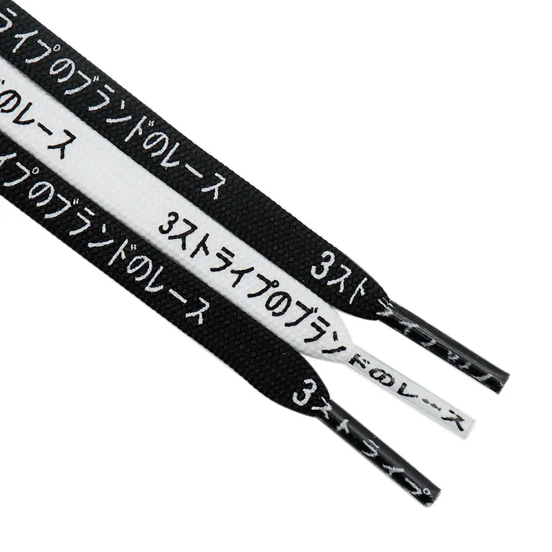 

Coolstring Shoe Accessories Manufacturer Classic Design Printed Japanese Black And White Flat Bottom Custom Printed Shoelaces, White ,black