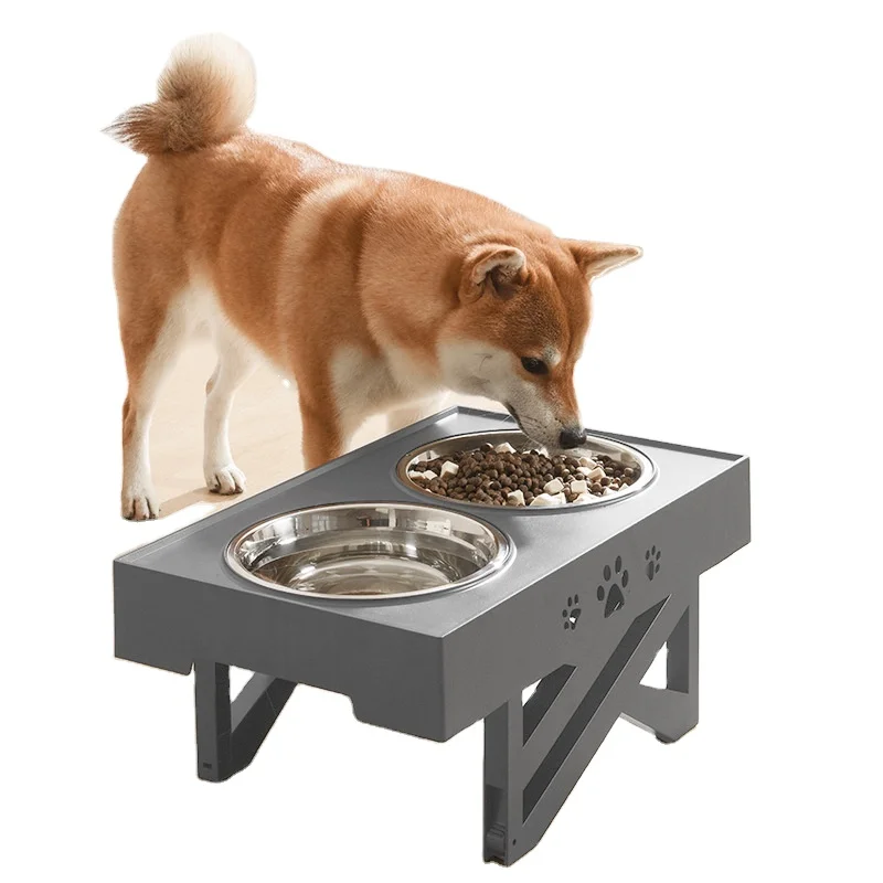 

Factory Cheap Cat Pet Foldable Bowl Food Table Dog Bowls Elevated Double Sublimation Stainless Steel Dog Bowls For Pets