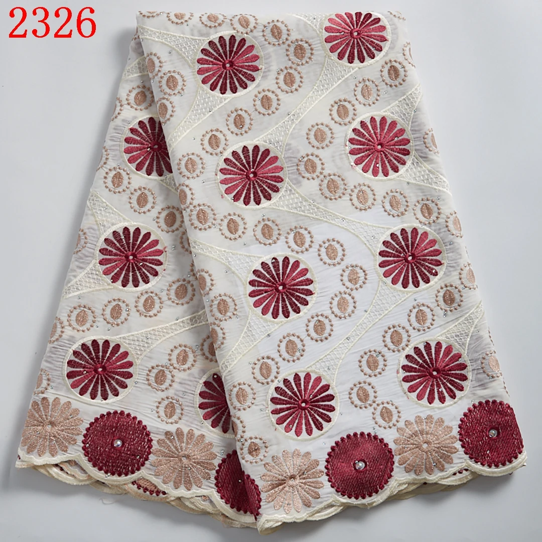

Free Shipping African Swiss Cotton Lace Fabric With Stones High Quality Nigeria Dry Cotton Lace Fabrics 2326
