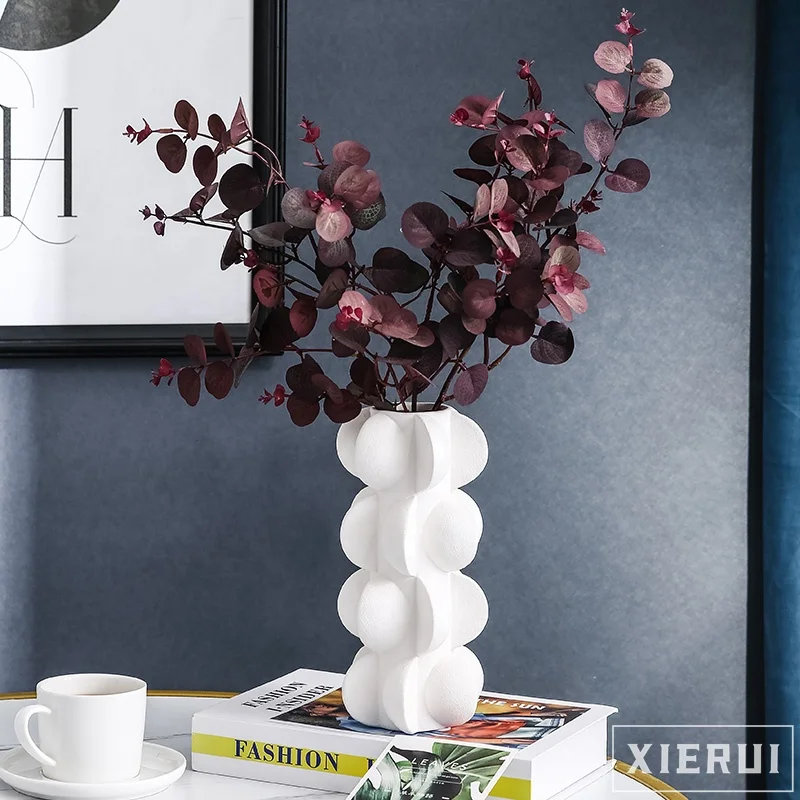 

Modern nordic geometric spiral vases luxury black & white decorative ceramic & porcelain vases for home hotel living room decor, As shown